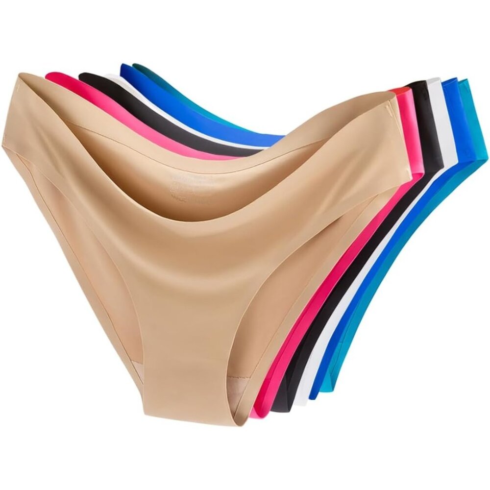 Women Cream 6 Pack Invisible Seamless Bikini Underwear Half Back Coverage Pantie
